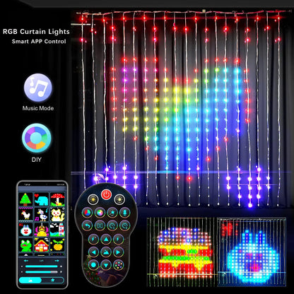 Smart LED RGB Bluetooth Curtain String Lights